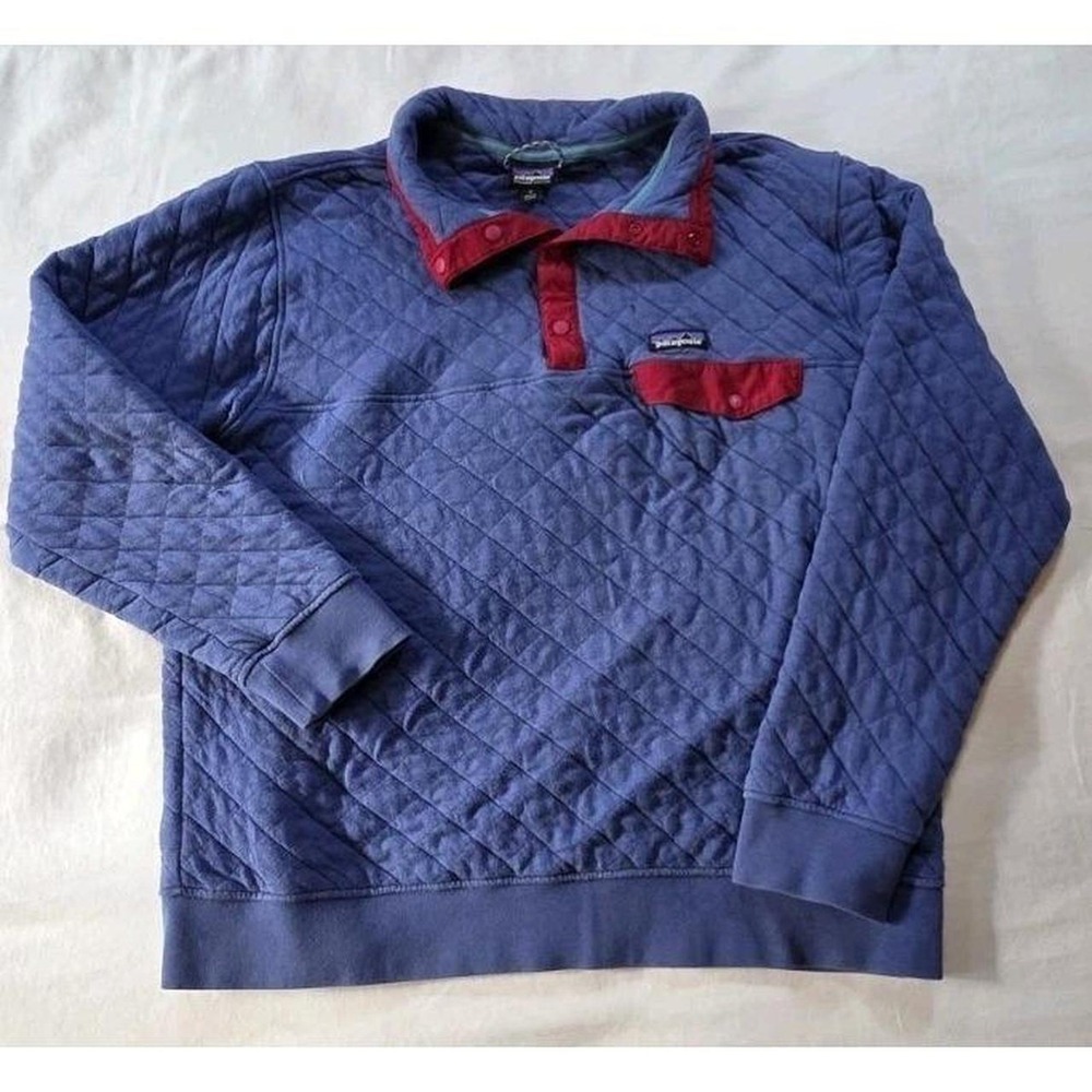 Patagonia Mens Organic Cotton Quilted Snap-T Pullover XL‎ Periwinkle